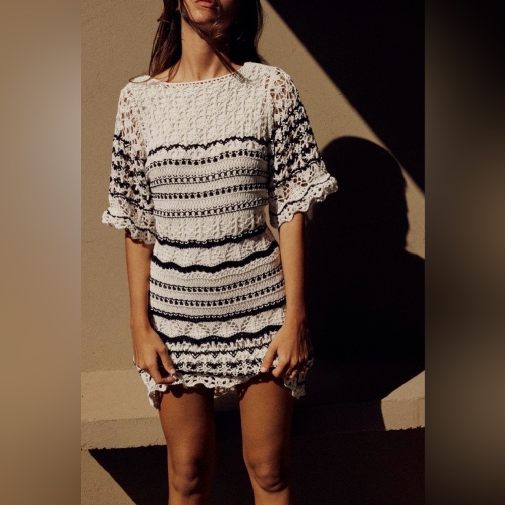 Zara Black and White Lace Mini Dress